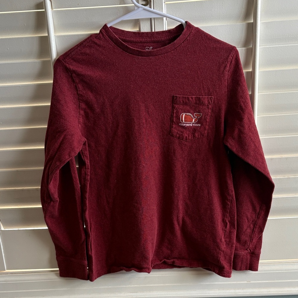 Vineyard Vines Maroon Long Sleeve football Shirt